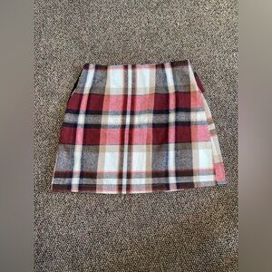 Plaid Skirt with Red and Brown Tones